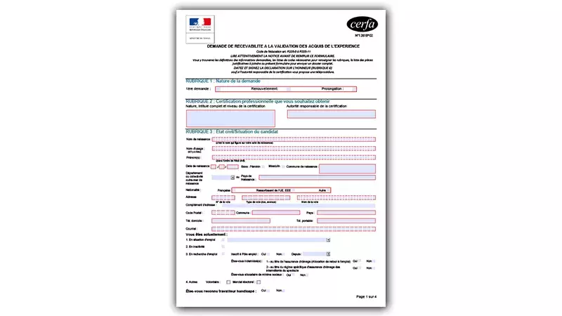 Formulaires Demande de validation des acquis de l’expérience (VAE)