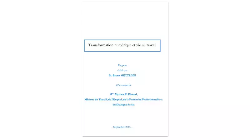 Transformation numérique et vie au travail | Bruno Mettling | Septembre 2015